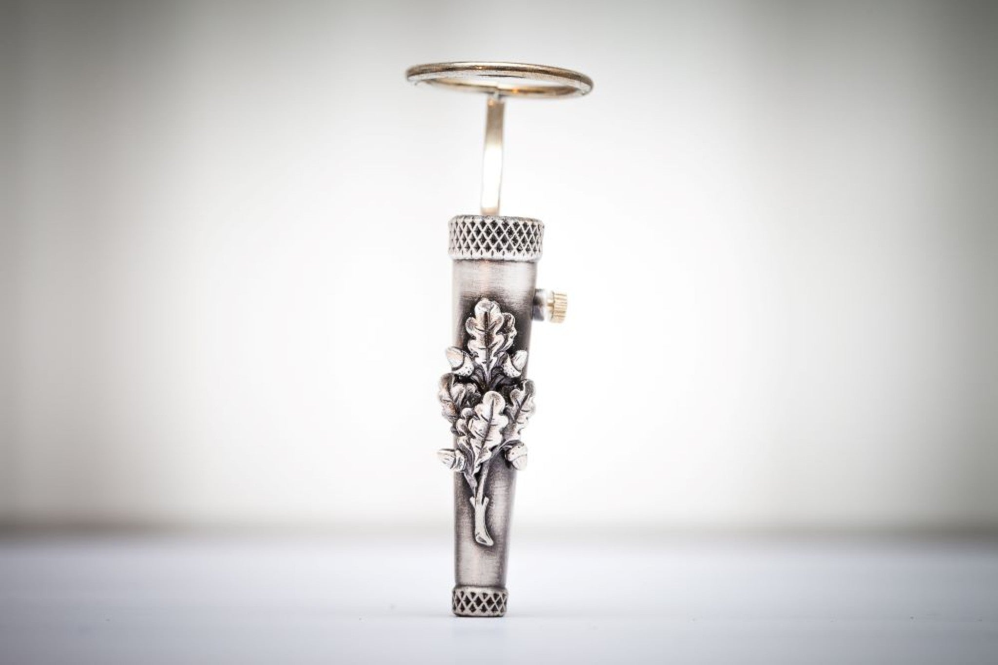 Gamsbarthülse Eichenlaub H50mm / D10m - silber/sil