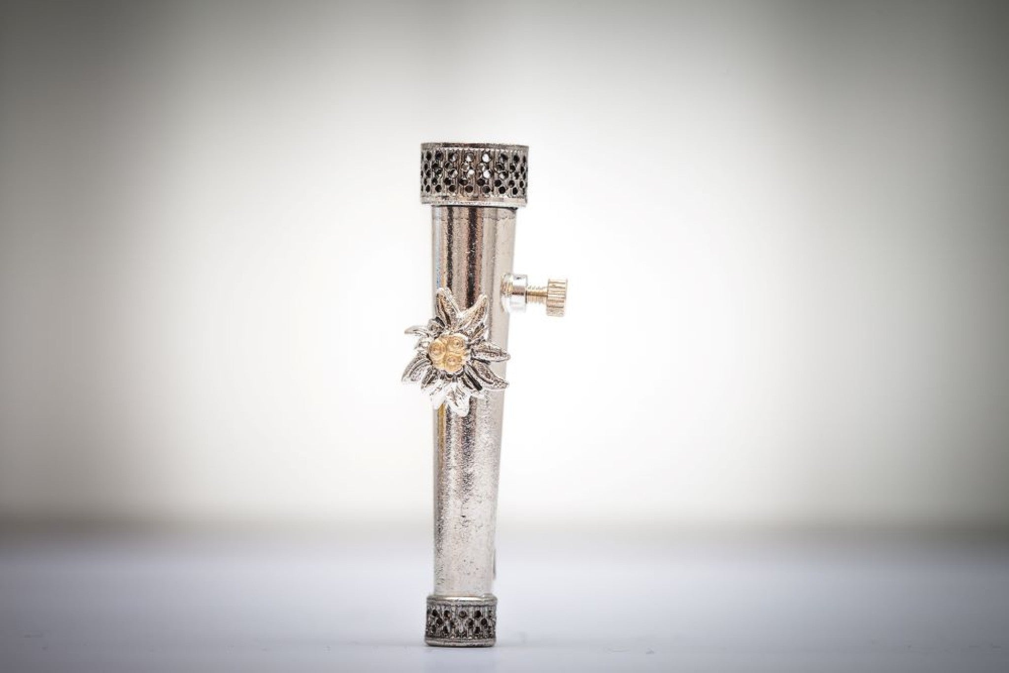 Gamsbarthülse Edelweiß H50mm / D8mm M - silber/sil