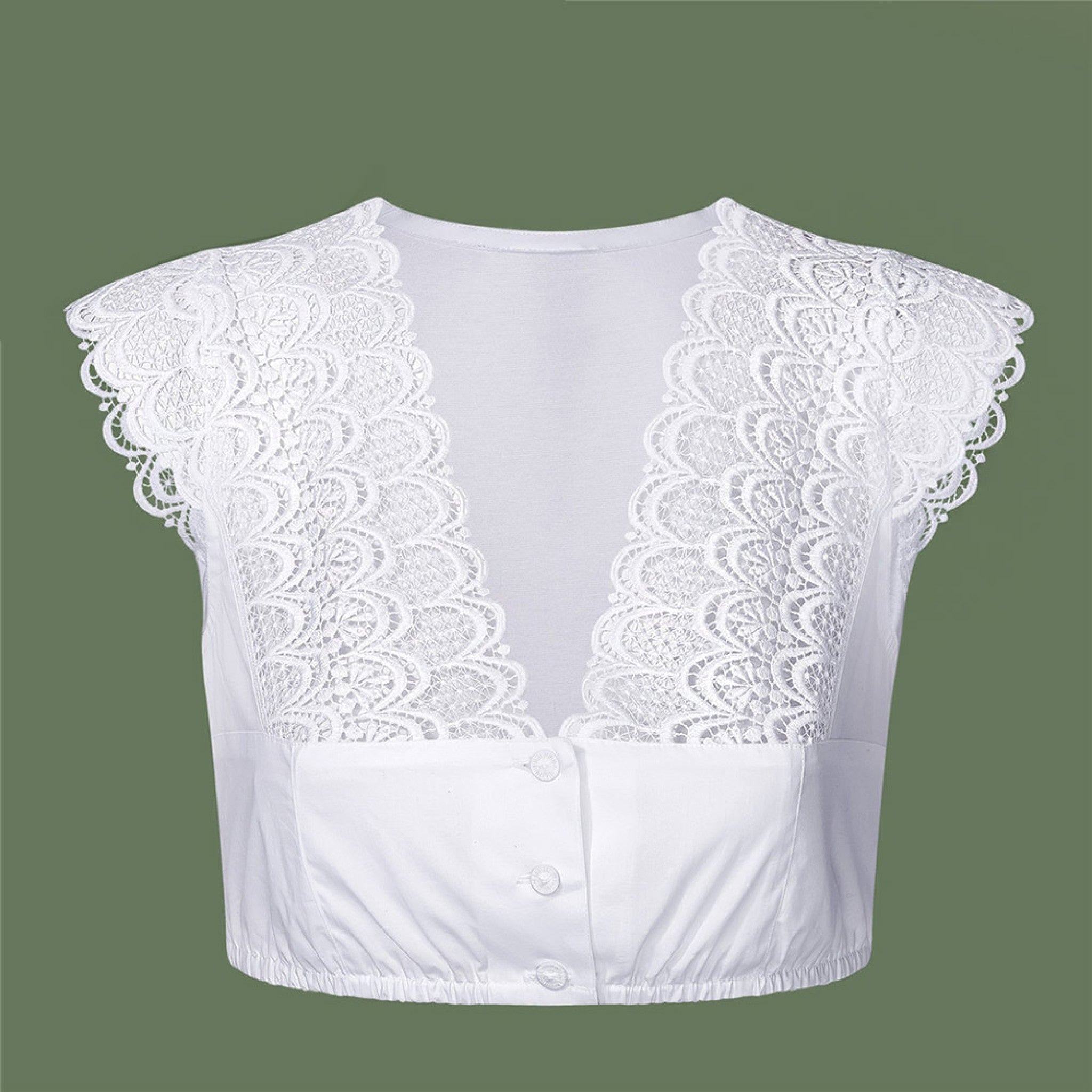 Dirndlbluse ZOE mit V-Ausschnitt und - 04/weiß