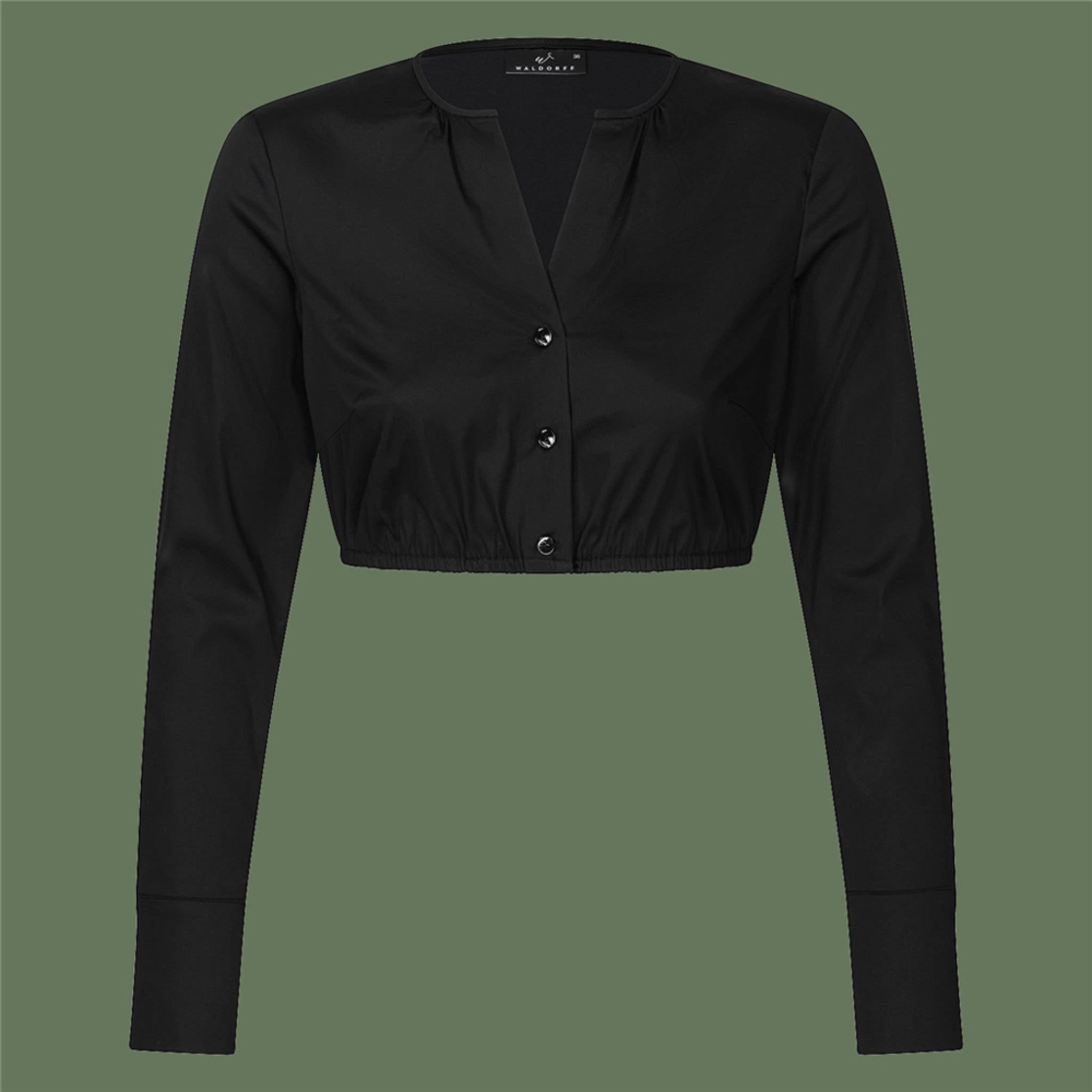 Dirndlbluse ALBA Langarm V-Ausschnitt - 08/schwarz
