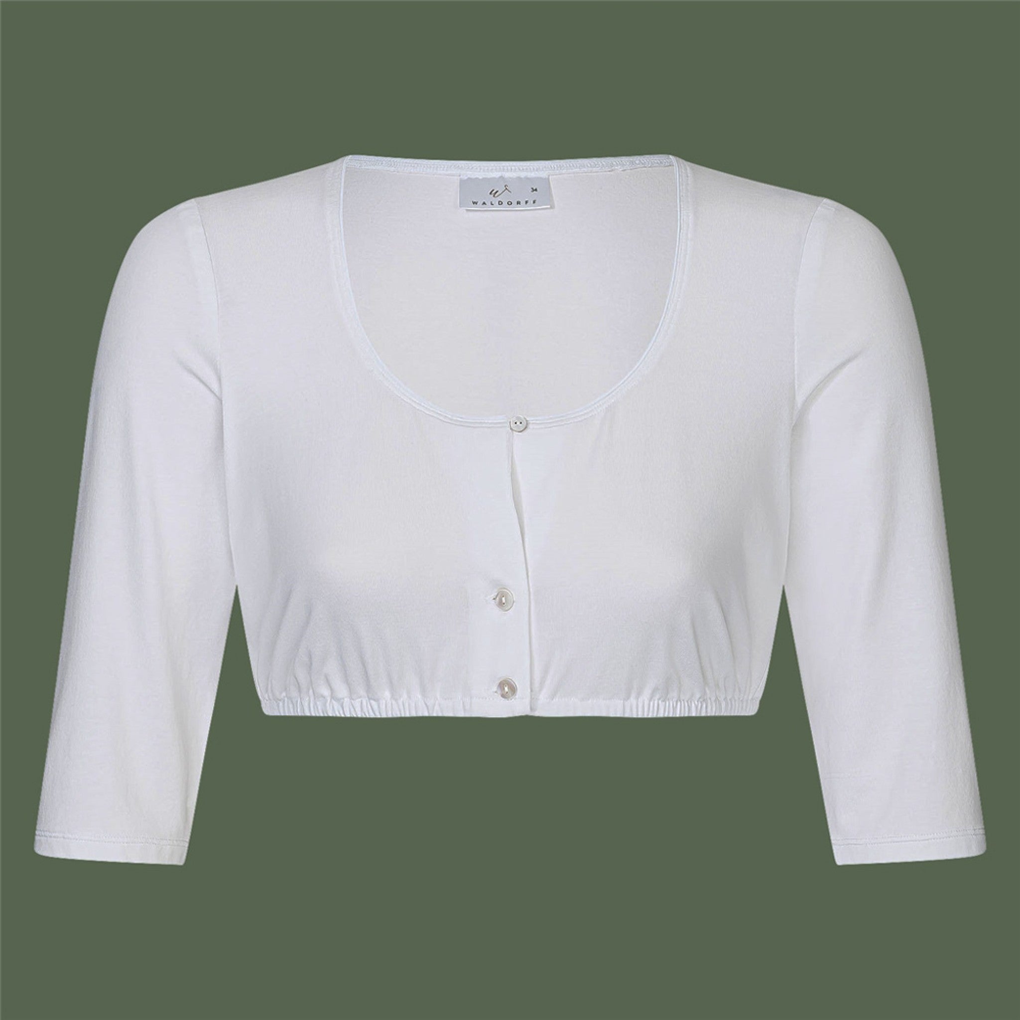Jersey-Dirndlbluse mit Rundhalsaussch - 04/weiß