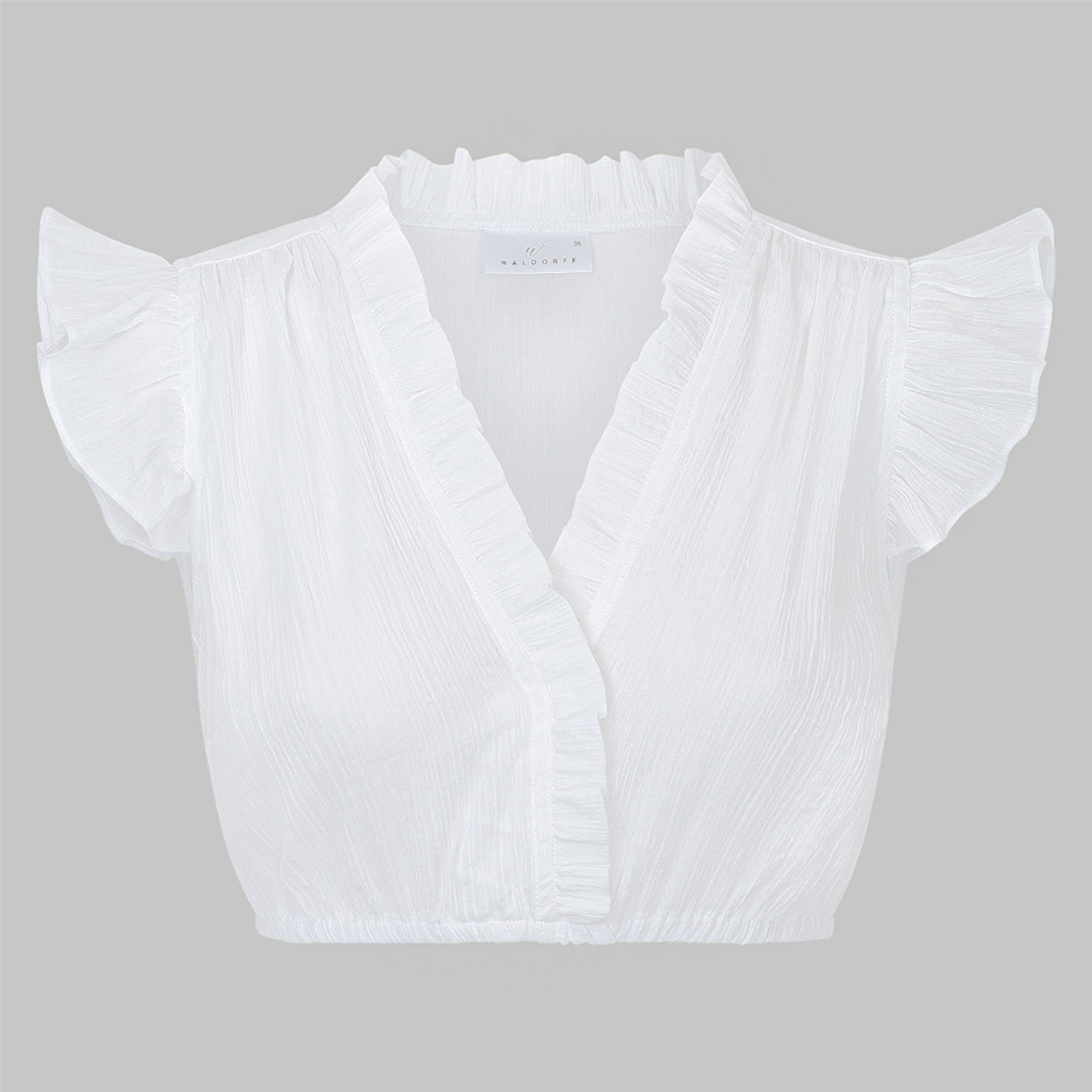 Krepp-Dirndlbluse FLORI mit Flügelarm - 04/weiß