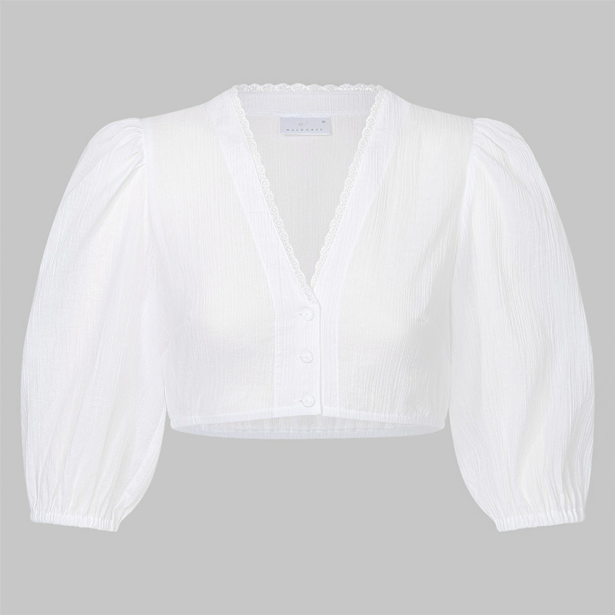 Krepp-Dirndlbluse RITA mit V-Ausschni - 04/weiß