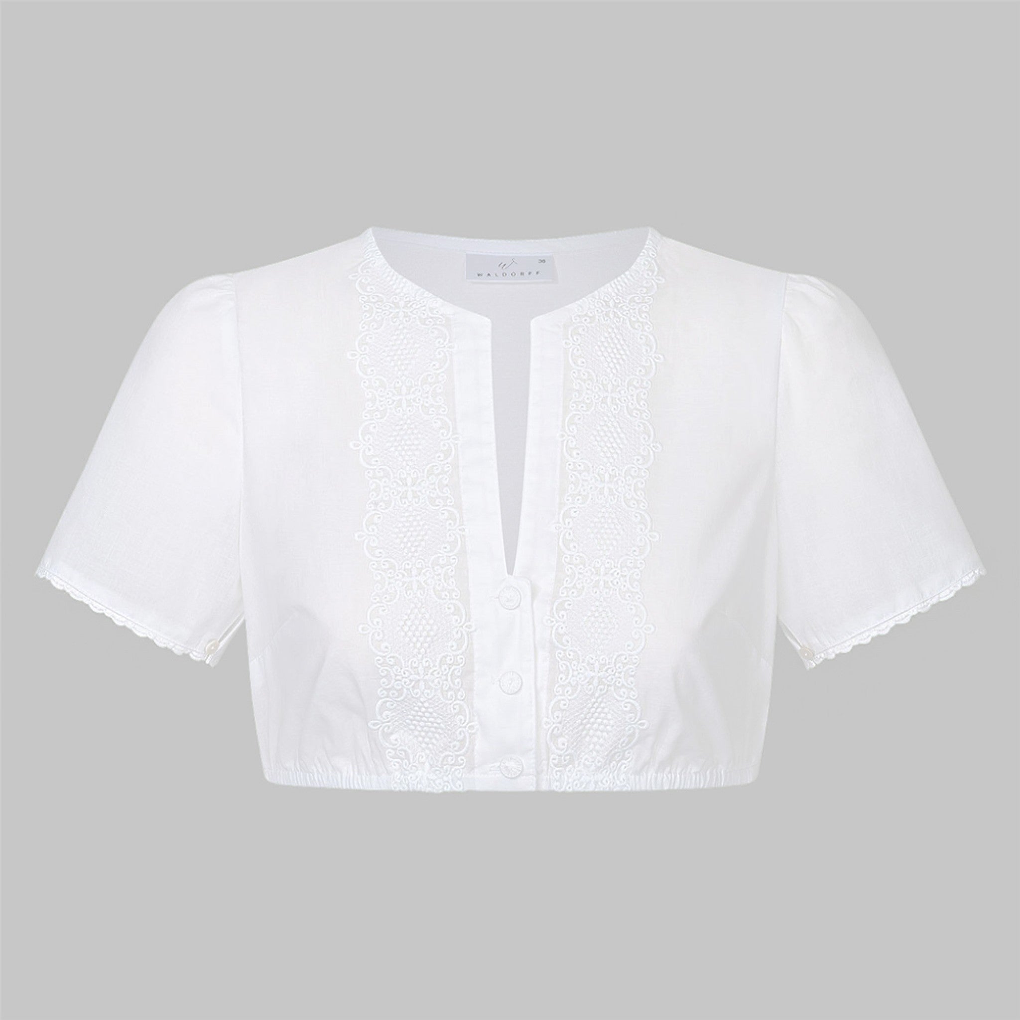 Dirndlbluse mit Stickerei und offenem - 04/weiß