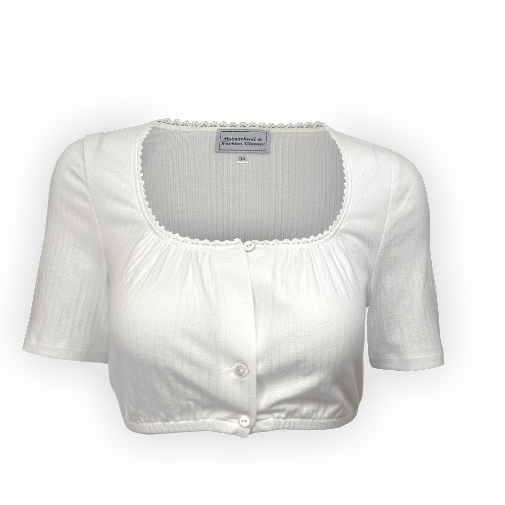 Stretch-Dirndlbluse mit Rundhalsaussc - 04/weiß