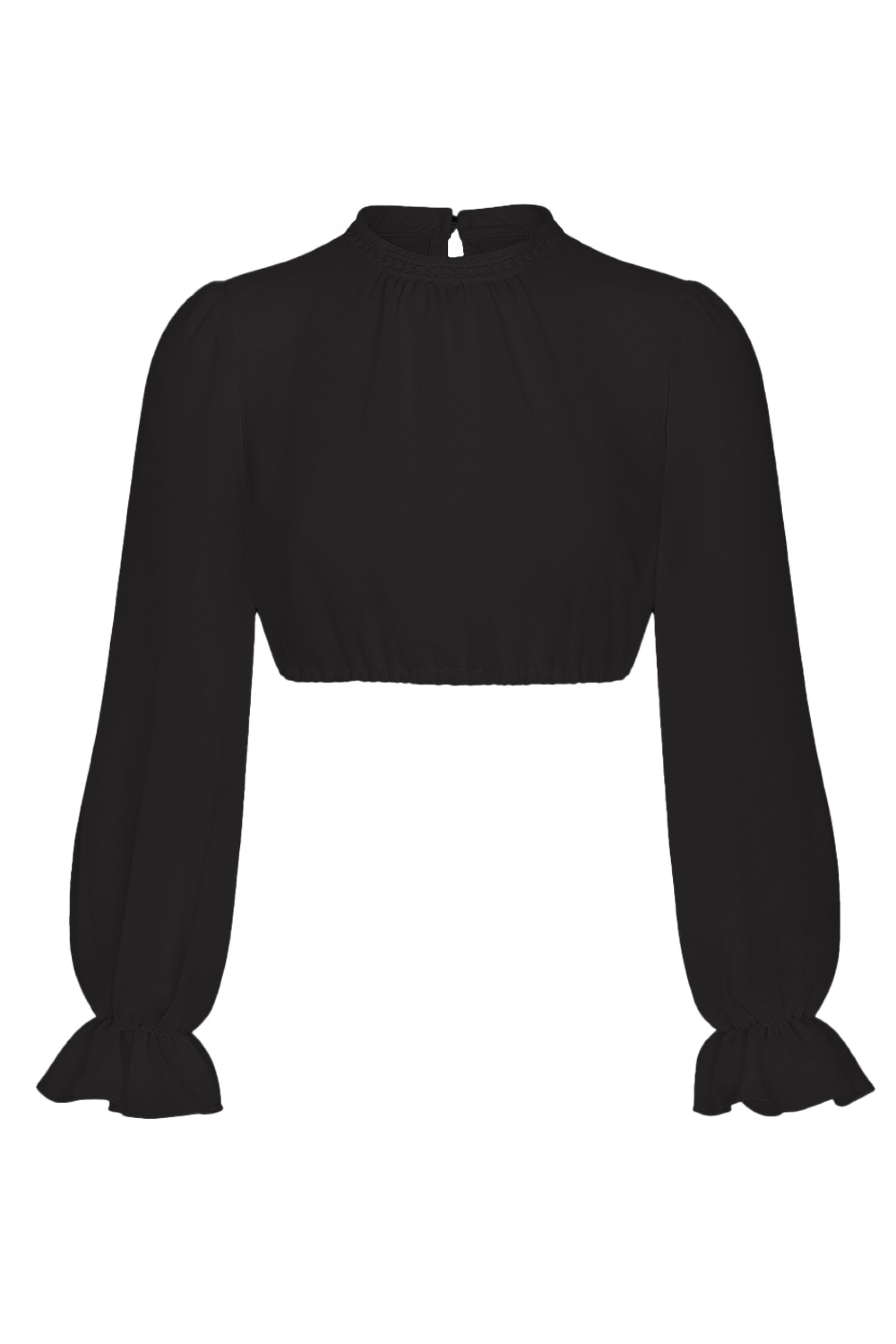 Chiffon-Dirndlbluse SERAPHINA Langarm - 08/schwarz