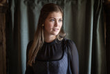 Chiffon-Dirndlbluse SERAPHINA Langarm - 08/schwarz