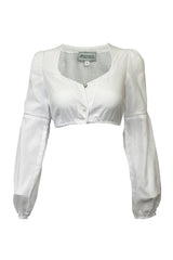 Dirndlbluse Langarm mit Herz-Ausschni - 04/weiß