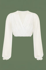 Chiffon-Dirndlbluse AURORA Langarm mi - 04/weiß