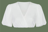 Dirndlbluse mit V-Ausschnitt und Puff