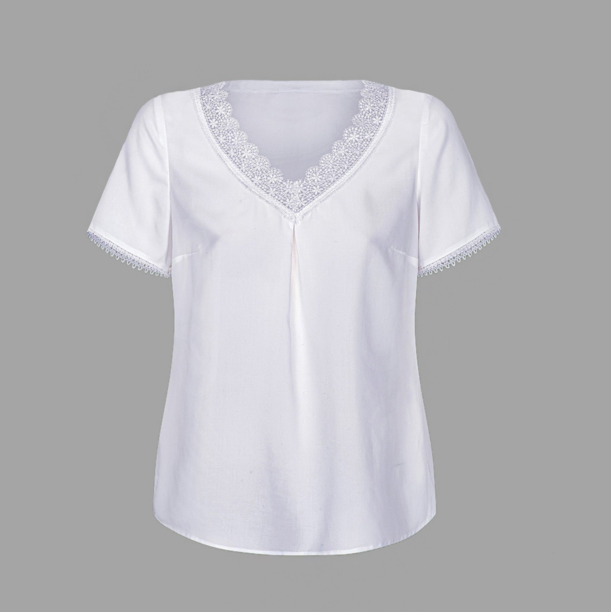 Rockbluse m. V-Ausschnitt &amp; Spitze
