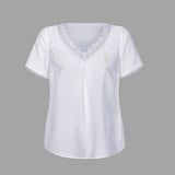Rockbluse m. V-Ausschnitt &amp; Spitze