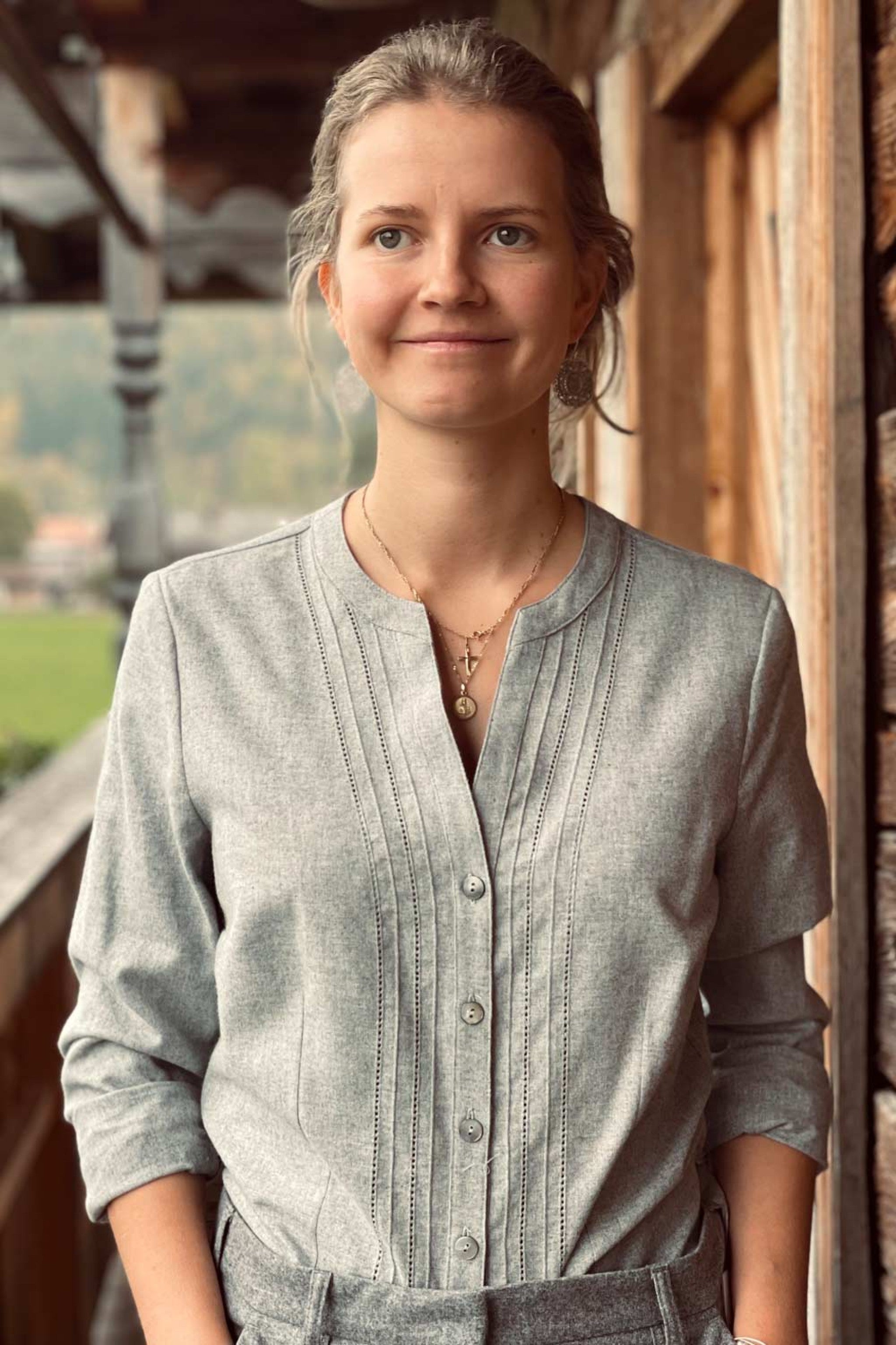 Flanellbluse durchgeknöpft - 81/hellgrau