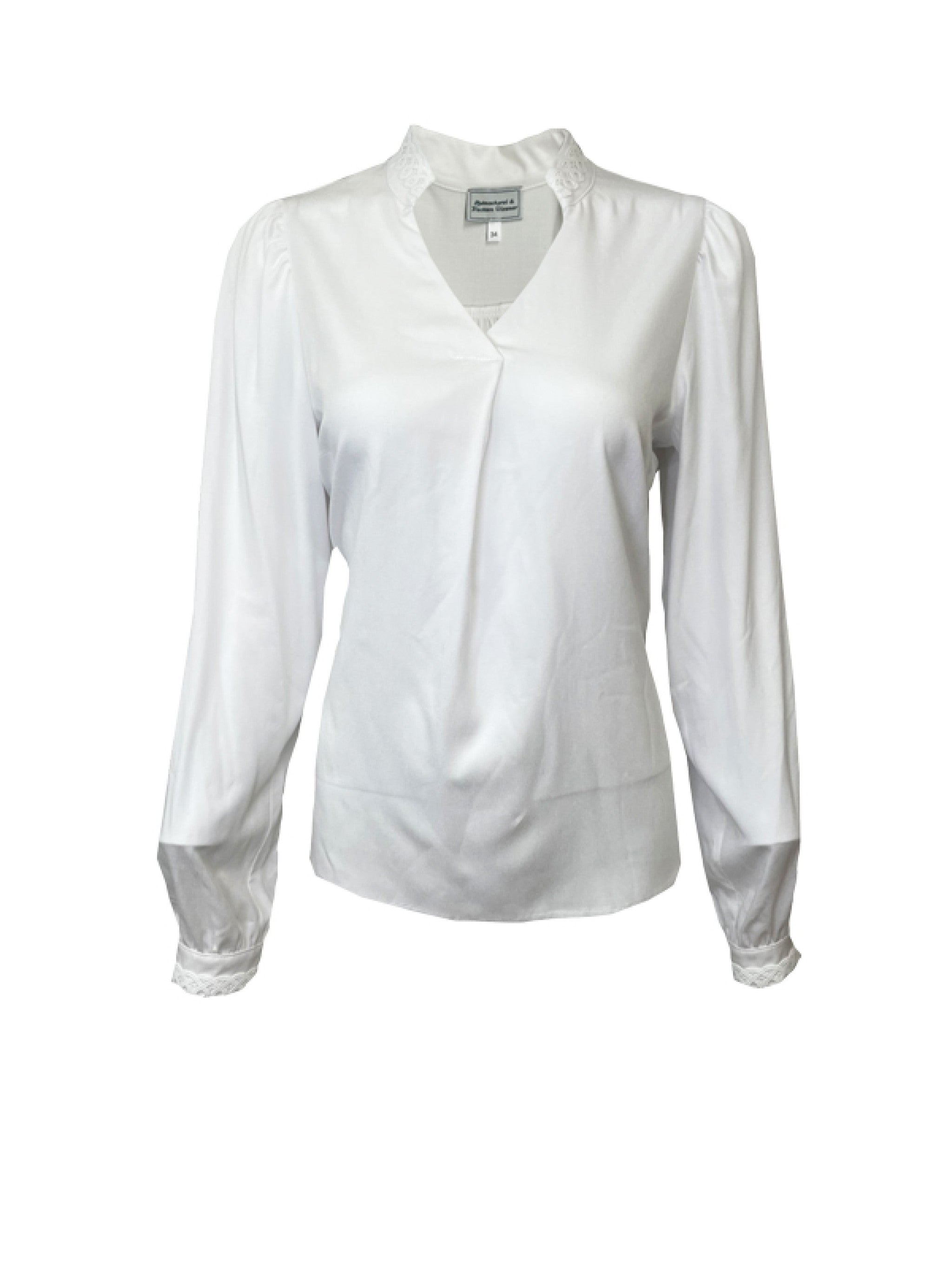 Bluse Langarm mit besticktem Kragen - 04/weiß