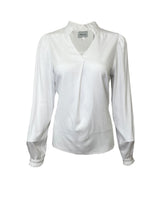 Bluse Langarm mit besticktem Kragen - 04/weiß