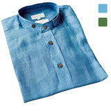 Herrenpfoad Leinen mit Stehkragen - 02/blau