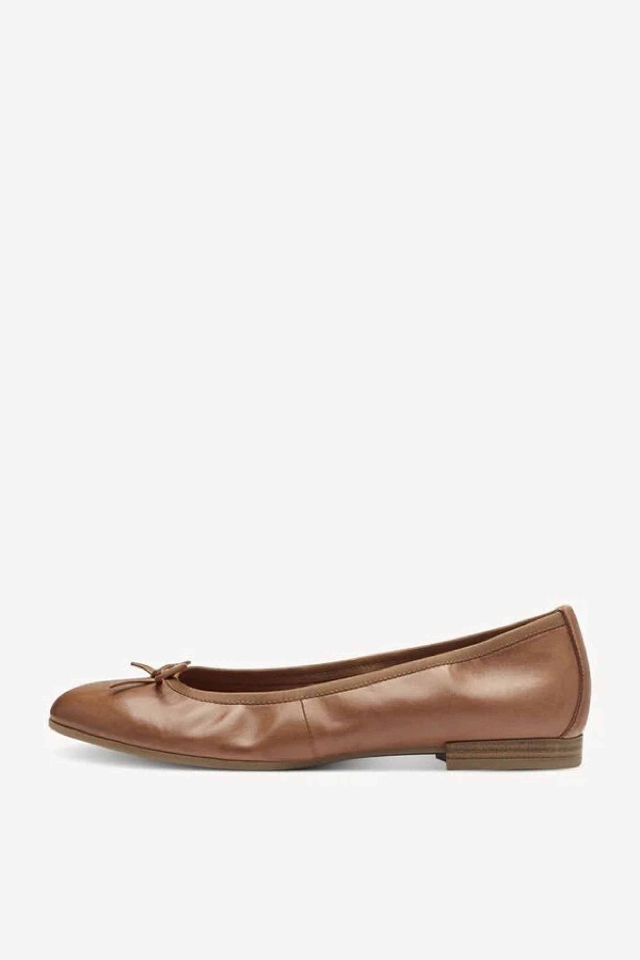 Lederballerina mit Schleife - 440/braun