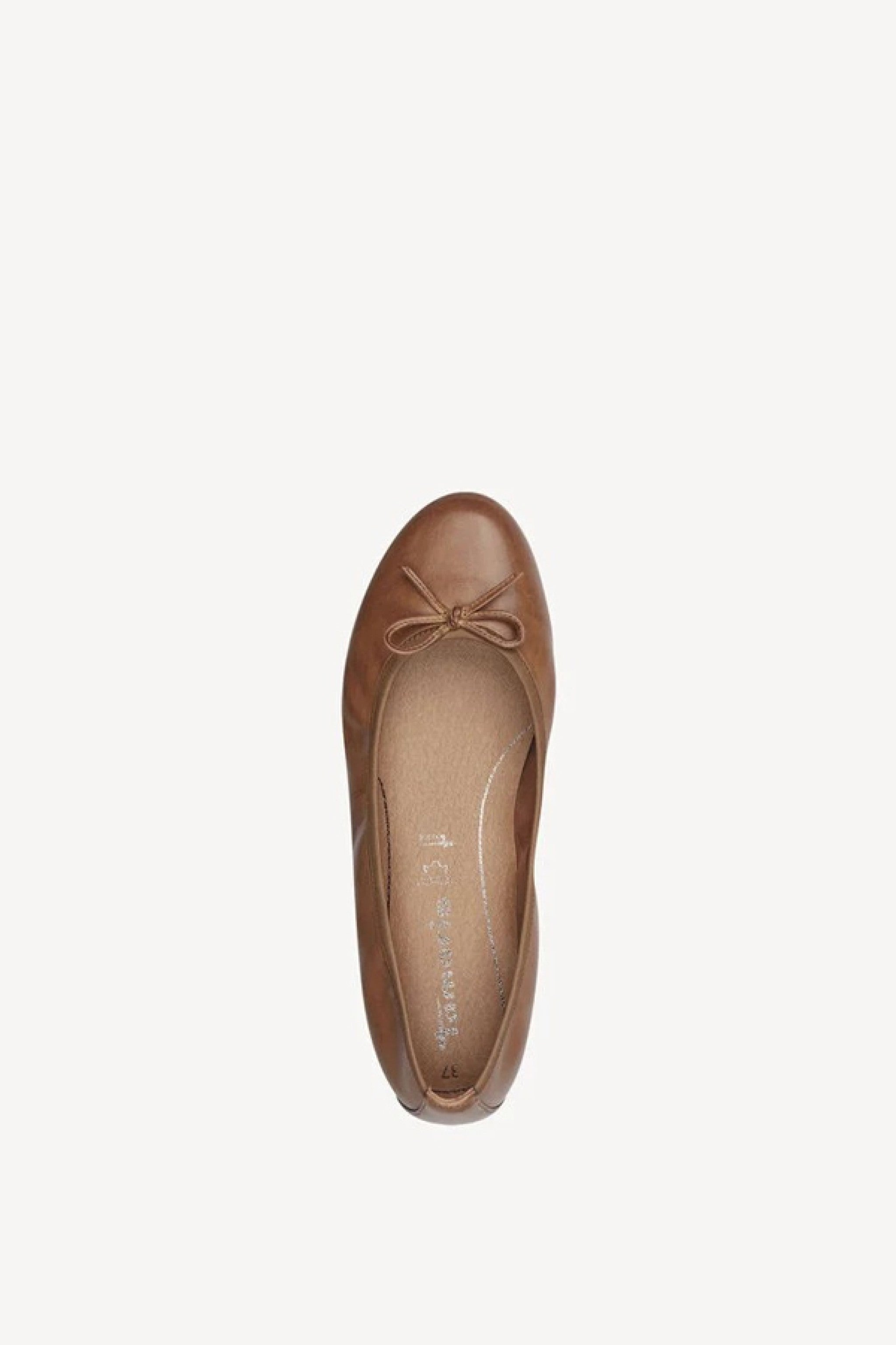 Lederballerina mit Schleife - 440/braun