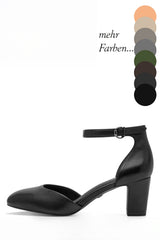 Lederpumps mit Riemchen - 251/nude