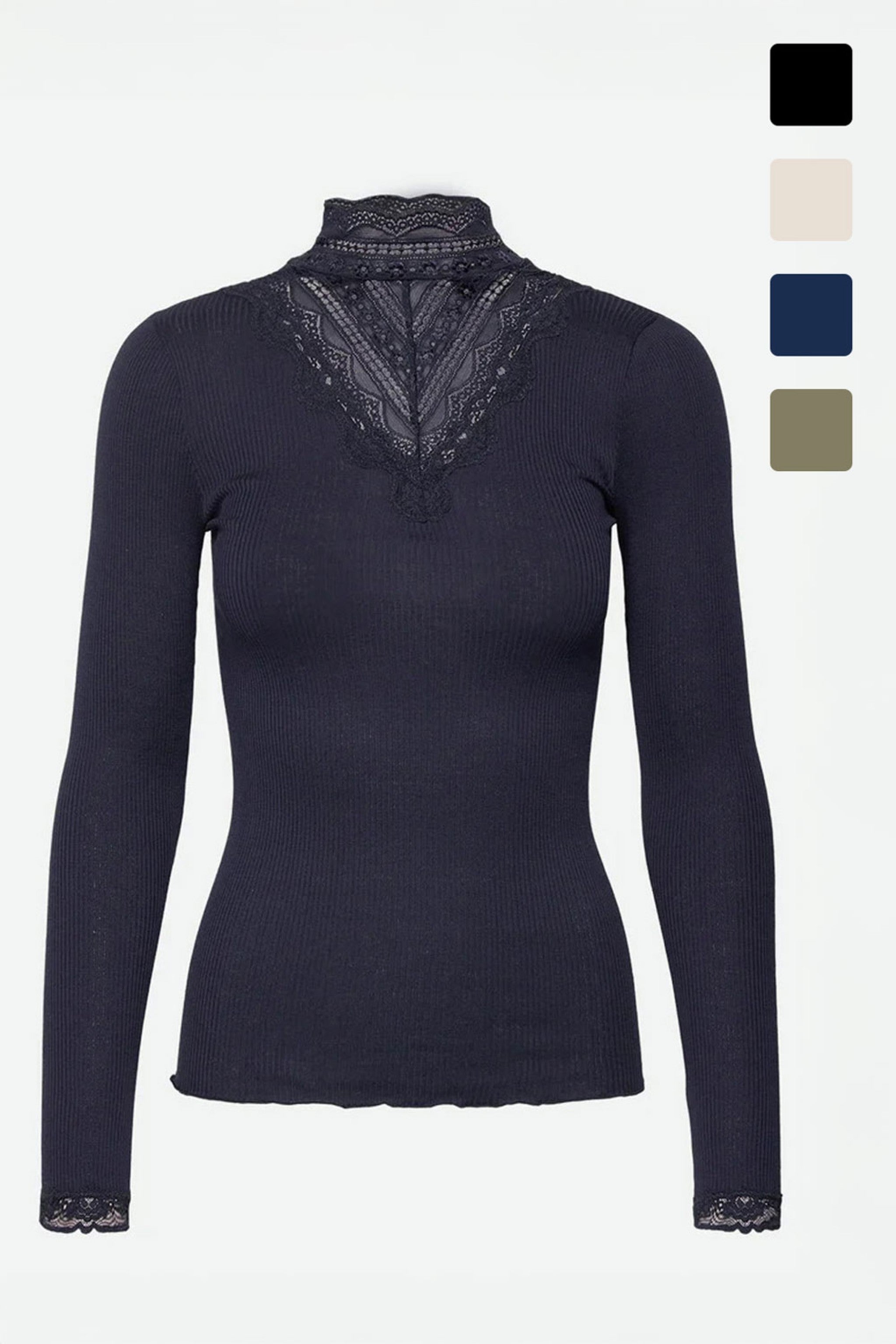 254 Rollkragenshirt BENITA mit Spitzen-Ausschnitt
