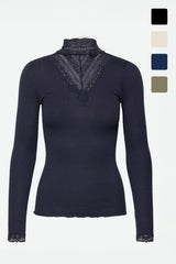 254 Rollkragenshirt BENITA mit Spitzen-Ausschnitt