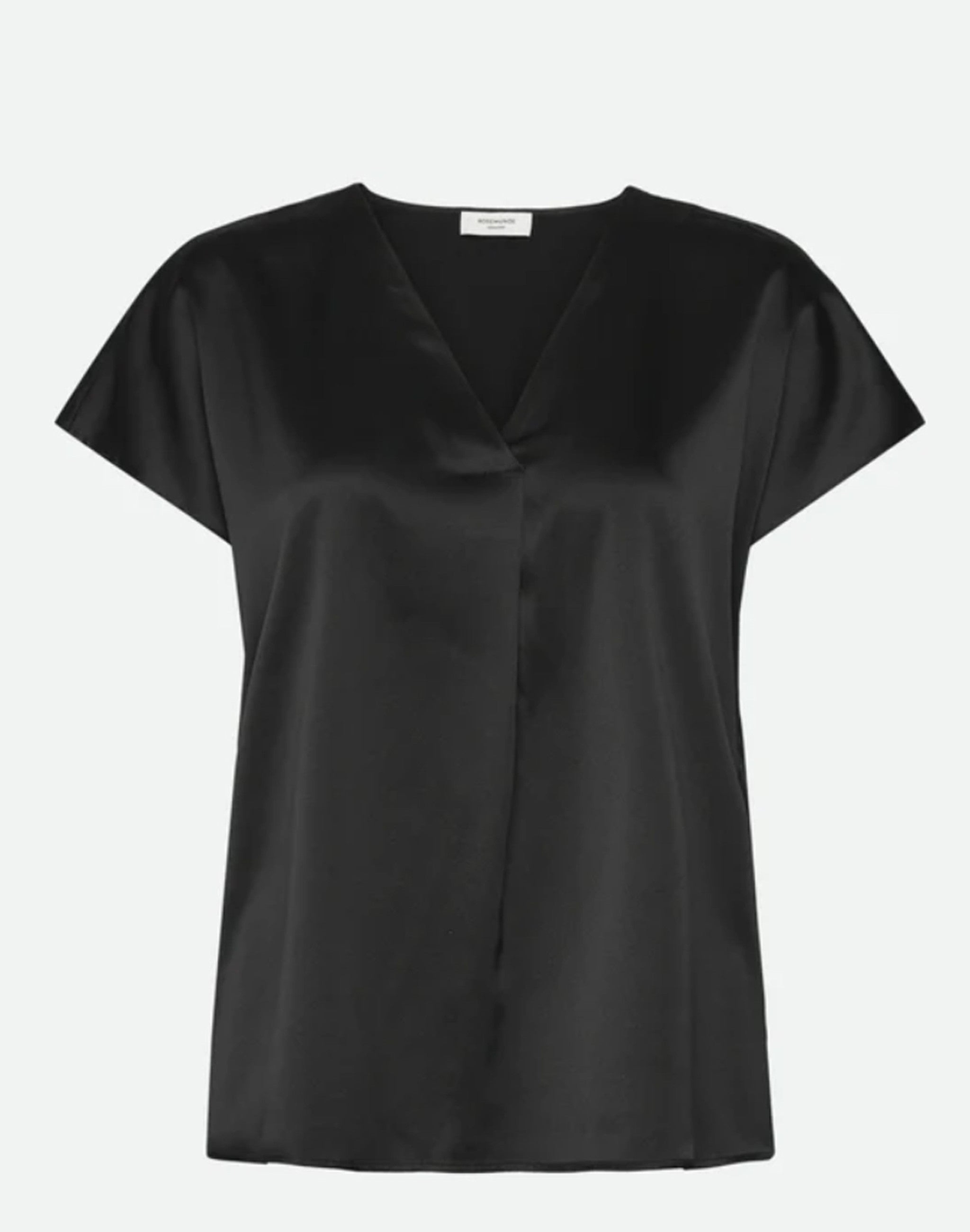 Kurzarmbluse JADE mit V-Ausschnitt - 010/black