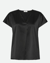 Kurzarmbluse JADE mit V-Ausschnitt - 010/black
