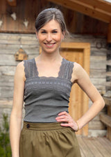 Spitzentop - 821/brown melange