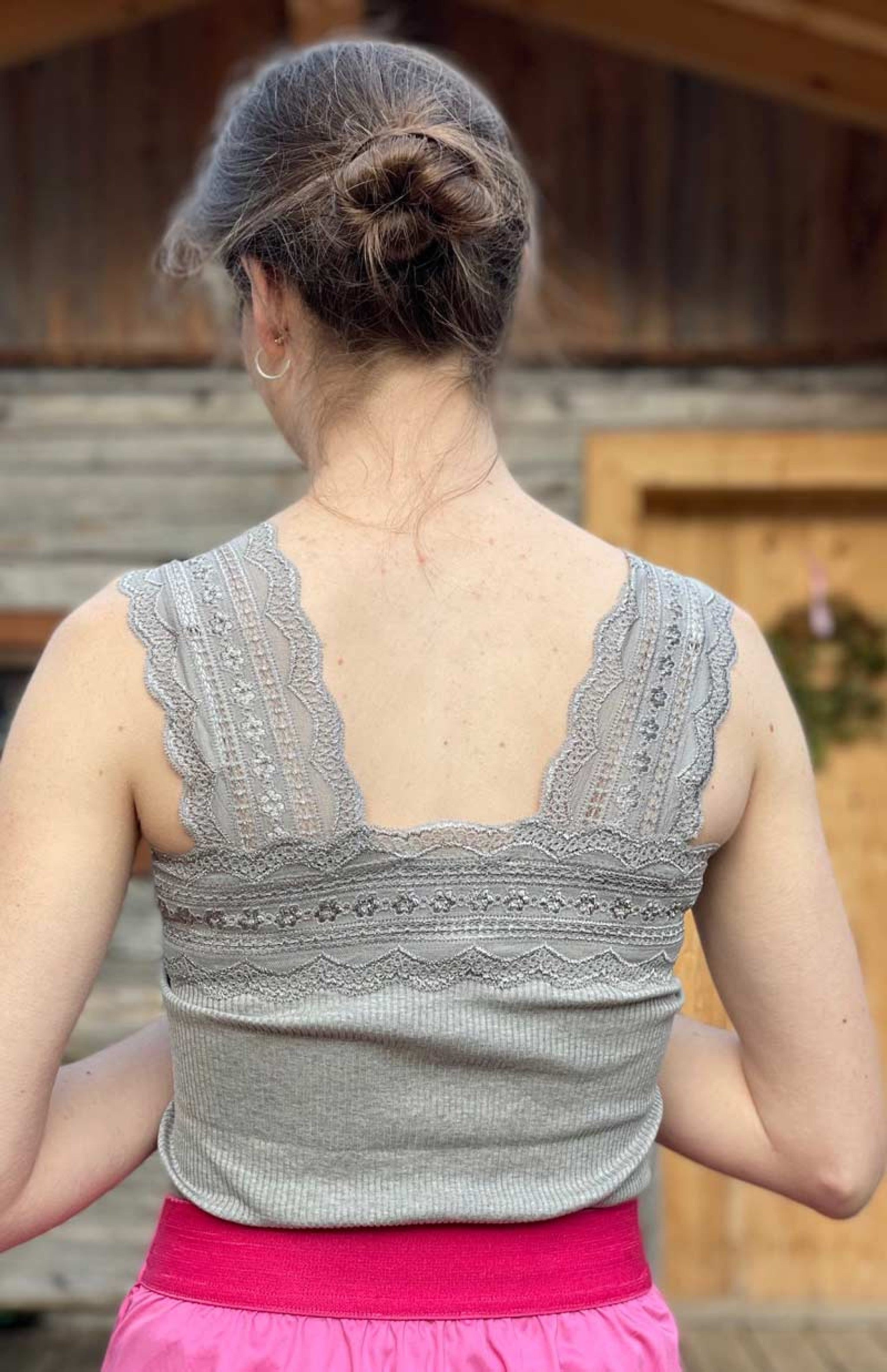 Spitzentop - 821/brown melange