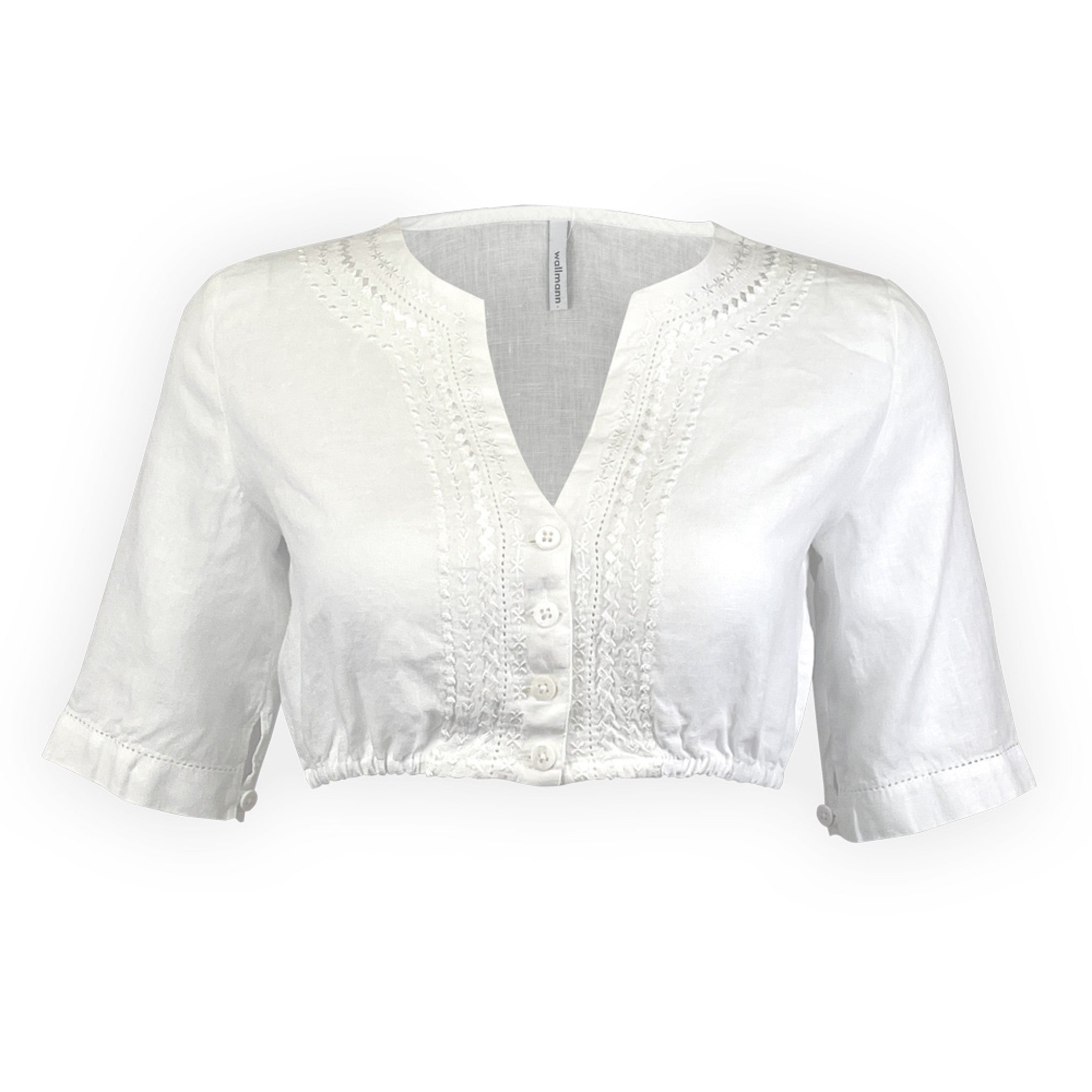 Dirndlbluse CATALEA Leinen V-Ausschni - 11/weiß
