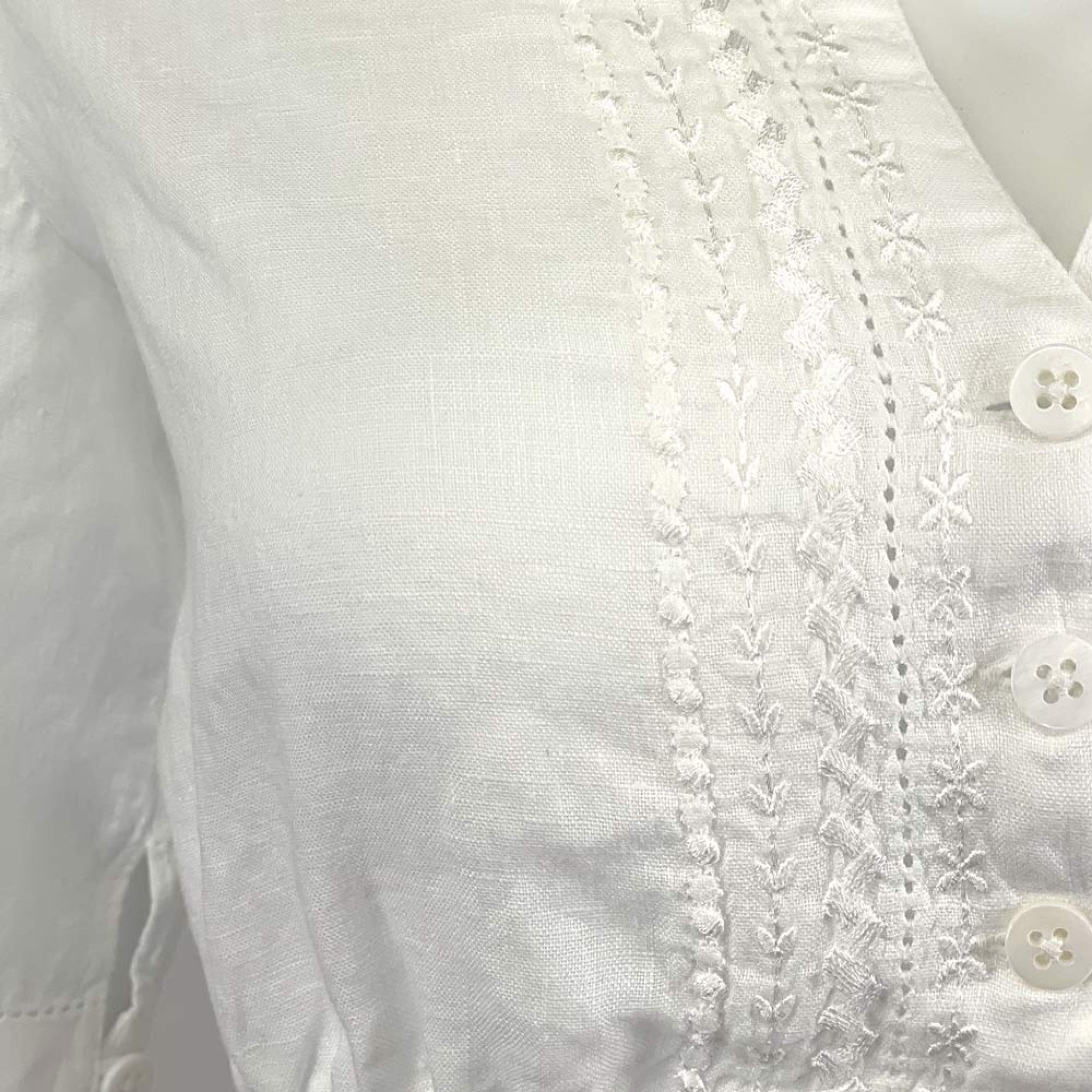 Dirndlbluse CATALEA Leinen V-Ausschni - 11/weiß