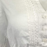 Dirndlbluse CATALEA Leinen V-Ausschni - 11/weiß