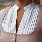 Dirndlbluse Kurzarm mit Biesen und Kr - 11/weiß