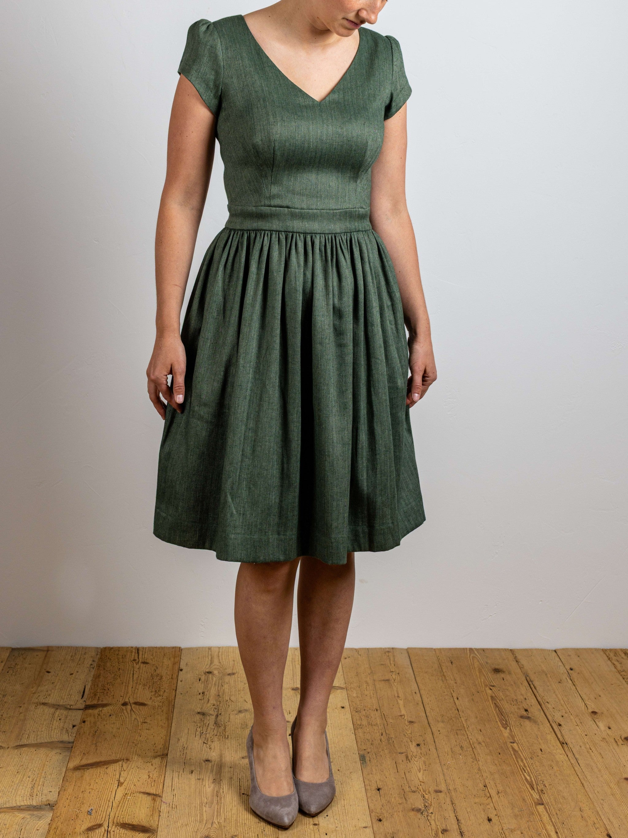Kleid SARAH Fischgrat Leinen