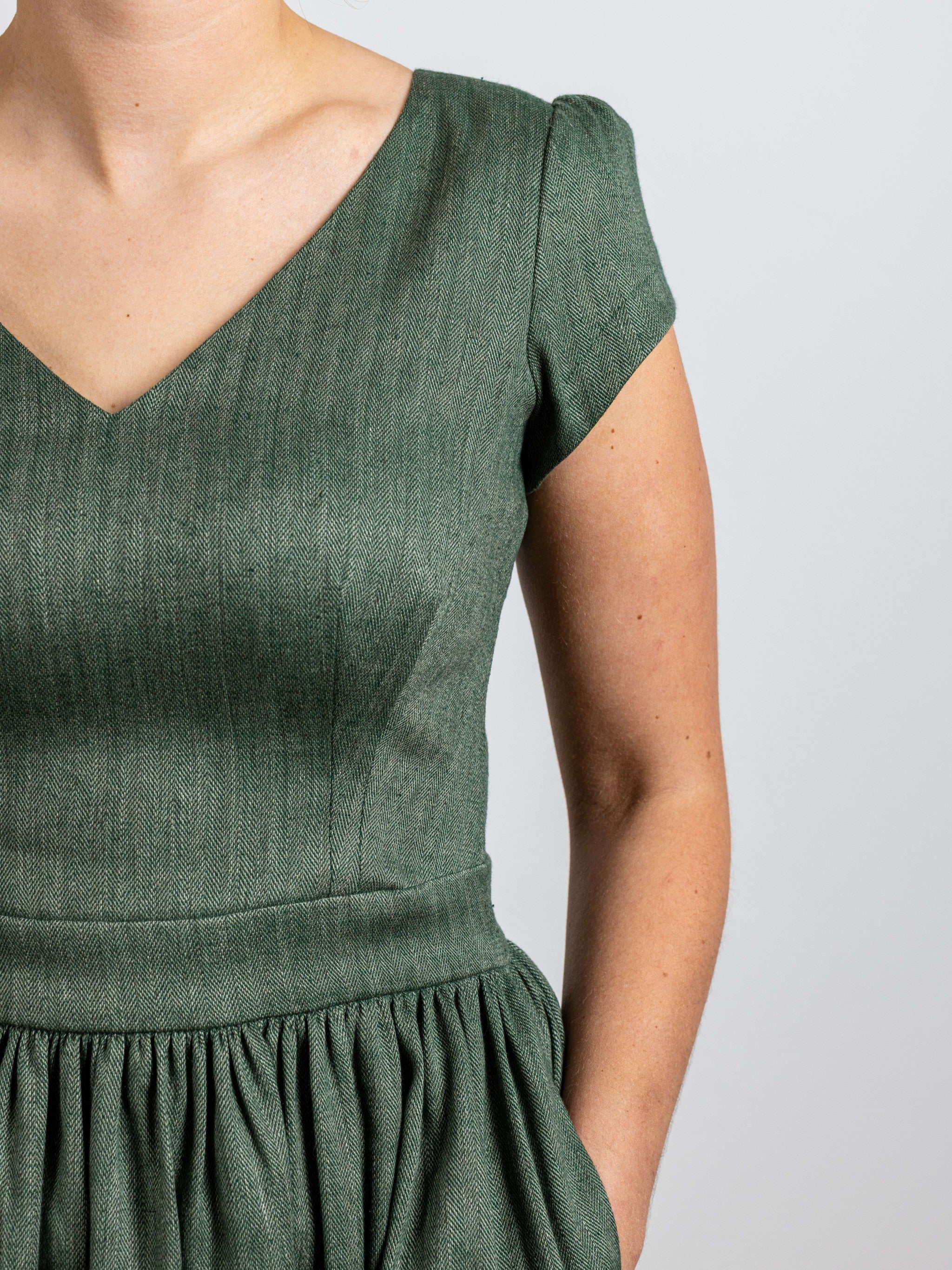 Kleid SARAH Fischgrat Leinen