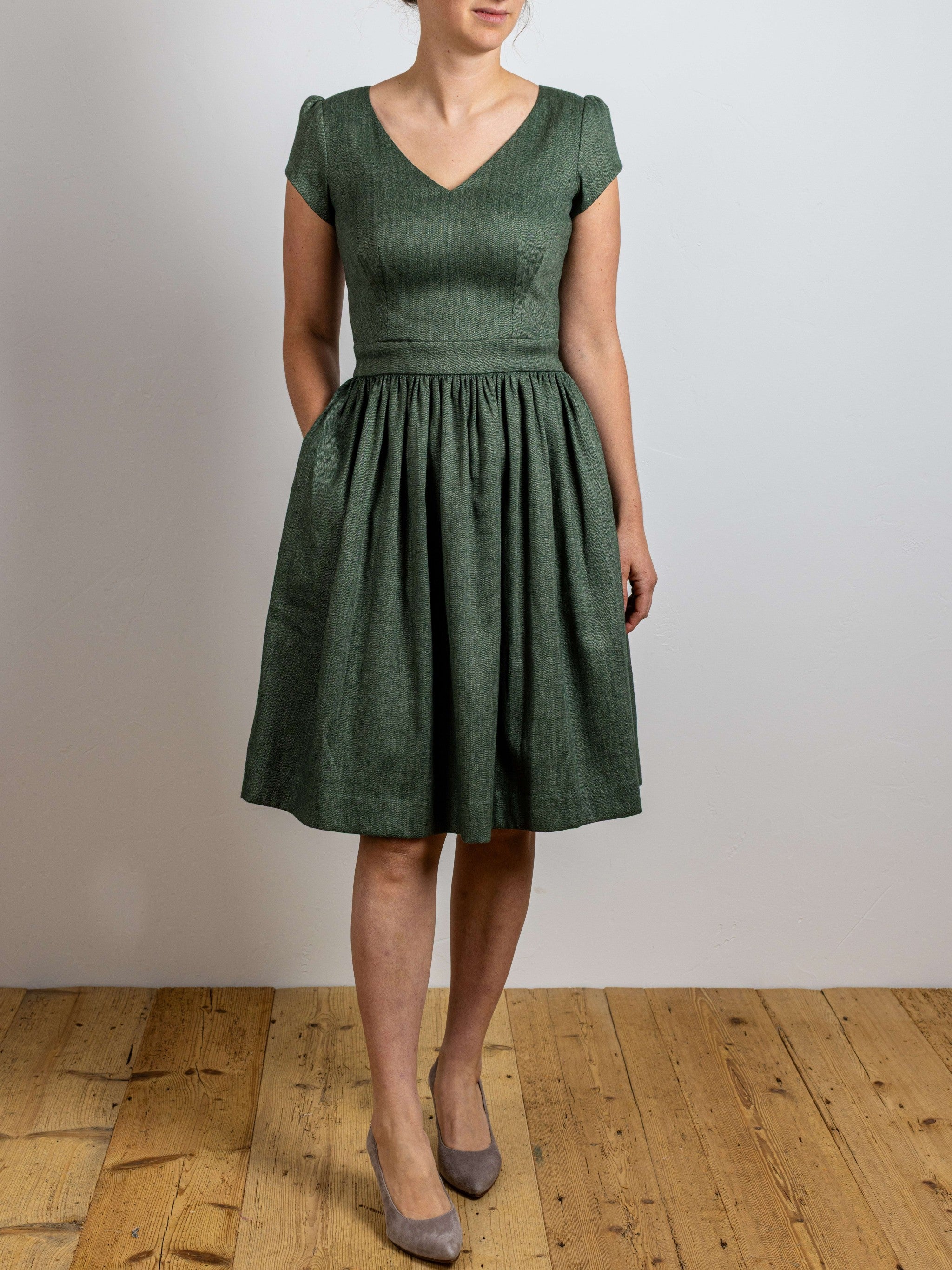 Kleid SARAH Fischgrat Leinen