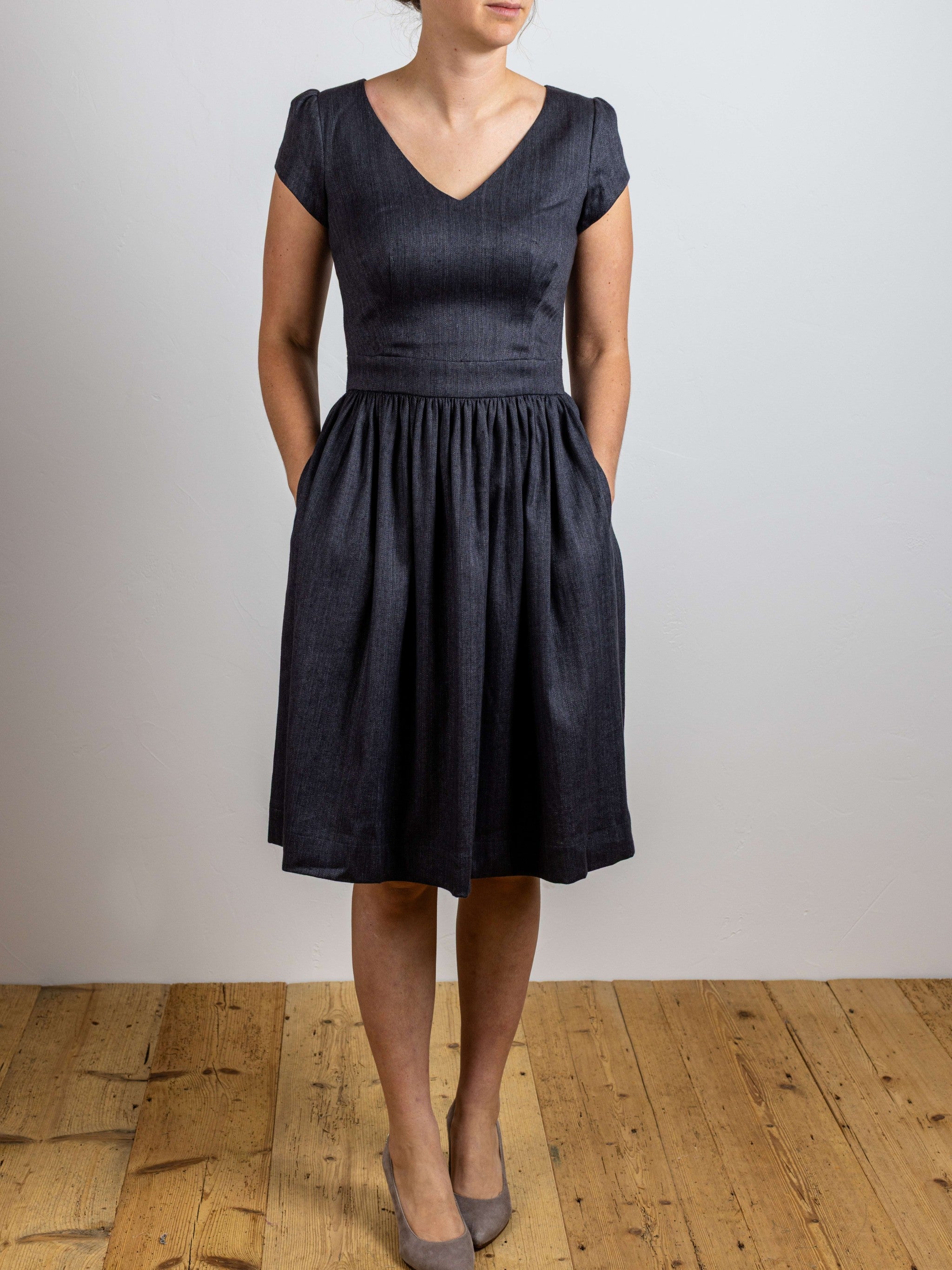 Kleid SARAH Fischgrat Leinen