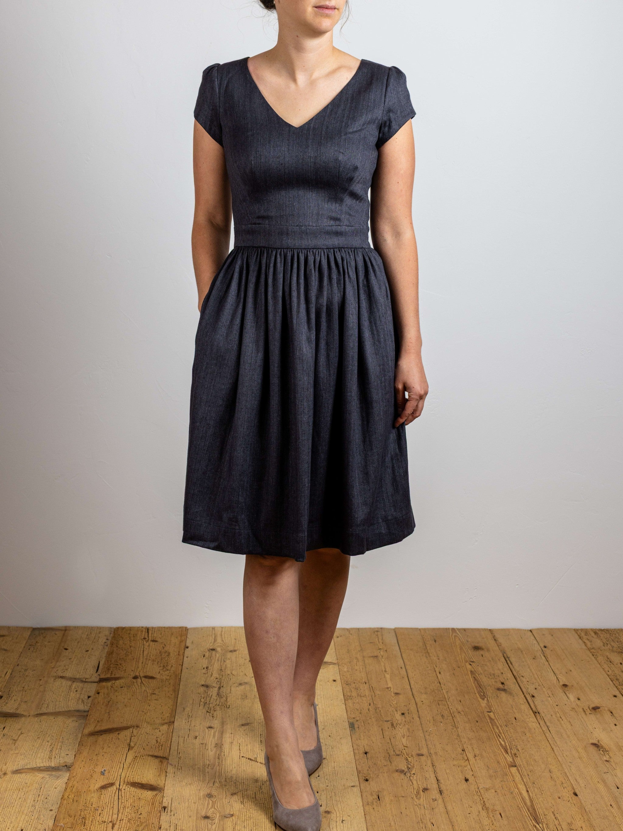 Kleid SARAH Fischgrat Leinen