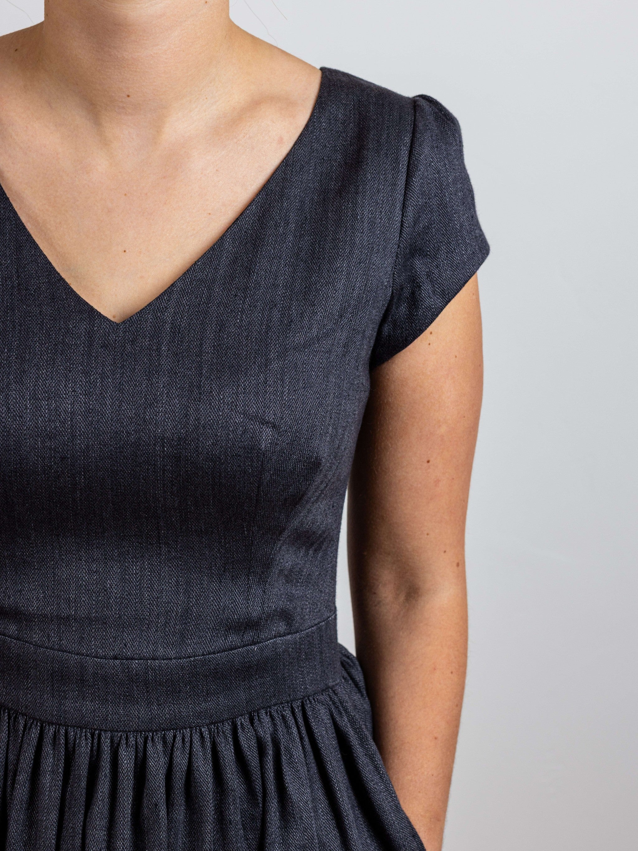 Kleid SARAH Fischgrat Leinen