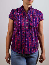 Bluse NANA-KURZARM (Blumen-Streif)