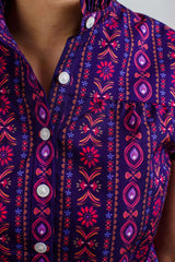 Bluse NANA-KURZARM (Blumen-Streif)