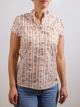 Bluse NANA-KURZARM (Blumen-Streif)