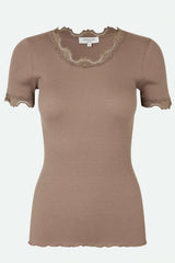 Kurzarm T-Shirt BABETTE - 830/dark sand