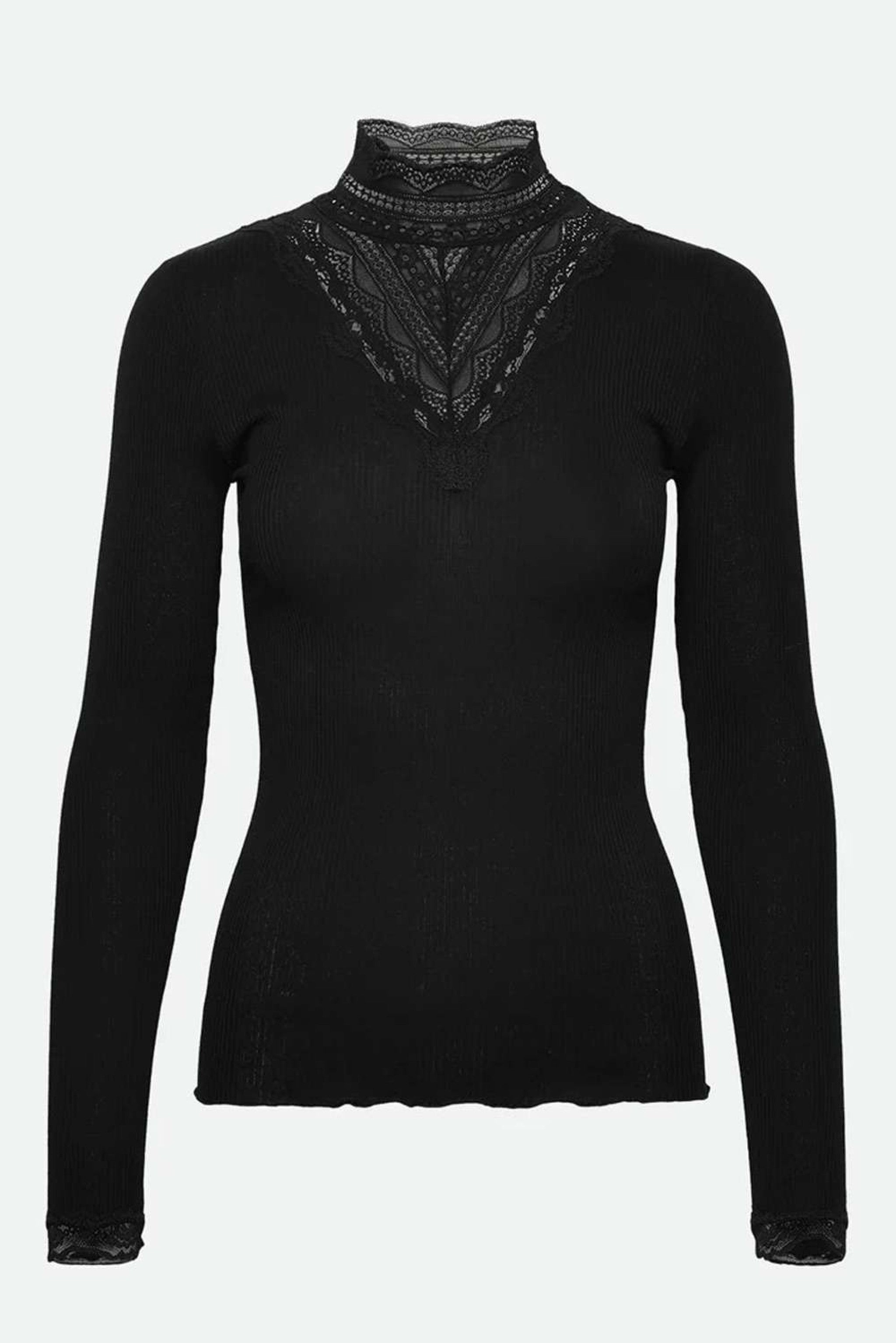 254 Rollkragenshirt BENITA mit Spitzen-Ausschnitt