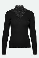 254 Rollkragenshirt BENITA mit Spitzen-Ausschnitt