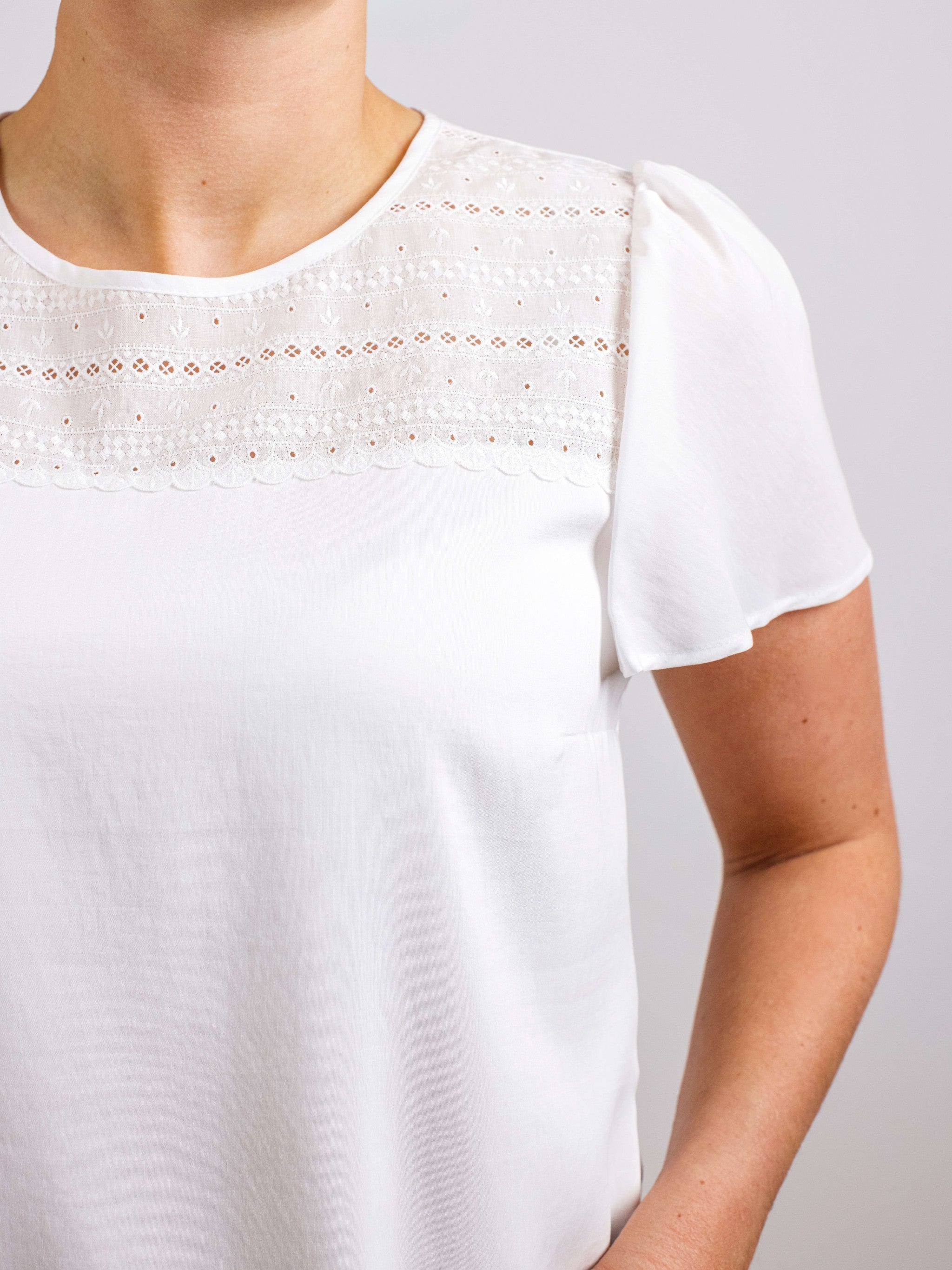 Blusenshirt mit Spitzenbesatz
