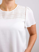 Blusenshirt mit Spitzenbesatz