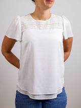 Blusenshirt mit Spitzenbesatz