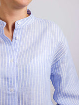 Leinenbluse mit Stehkragen