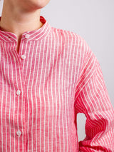 Leinenbluse mit Stehkragen